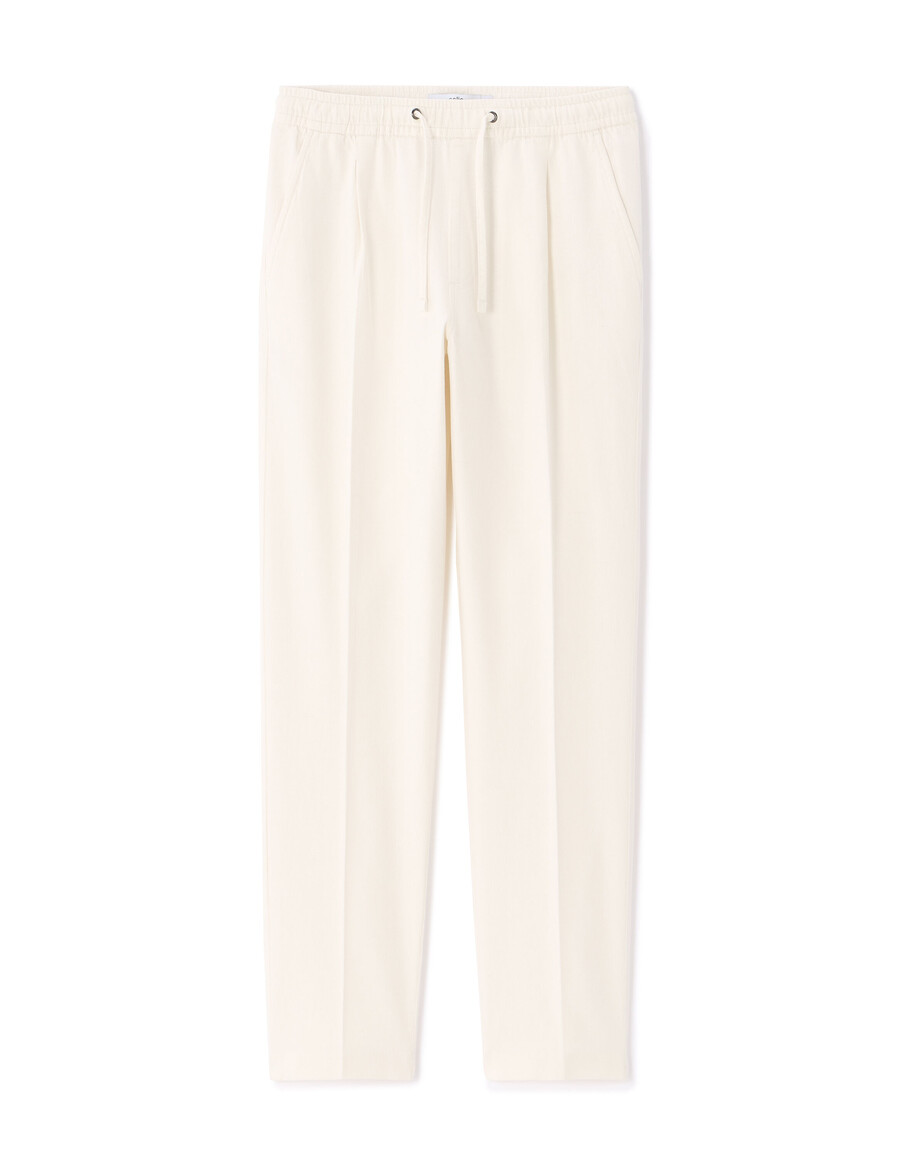 pantaloni slim fit in cotone e lino elasticizzati
