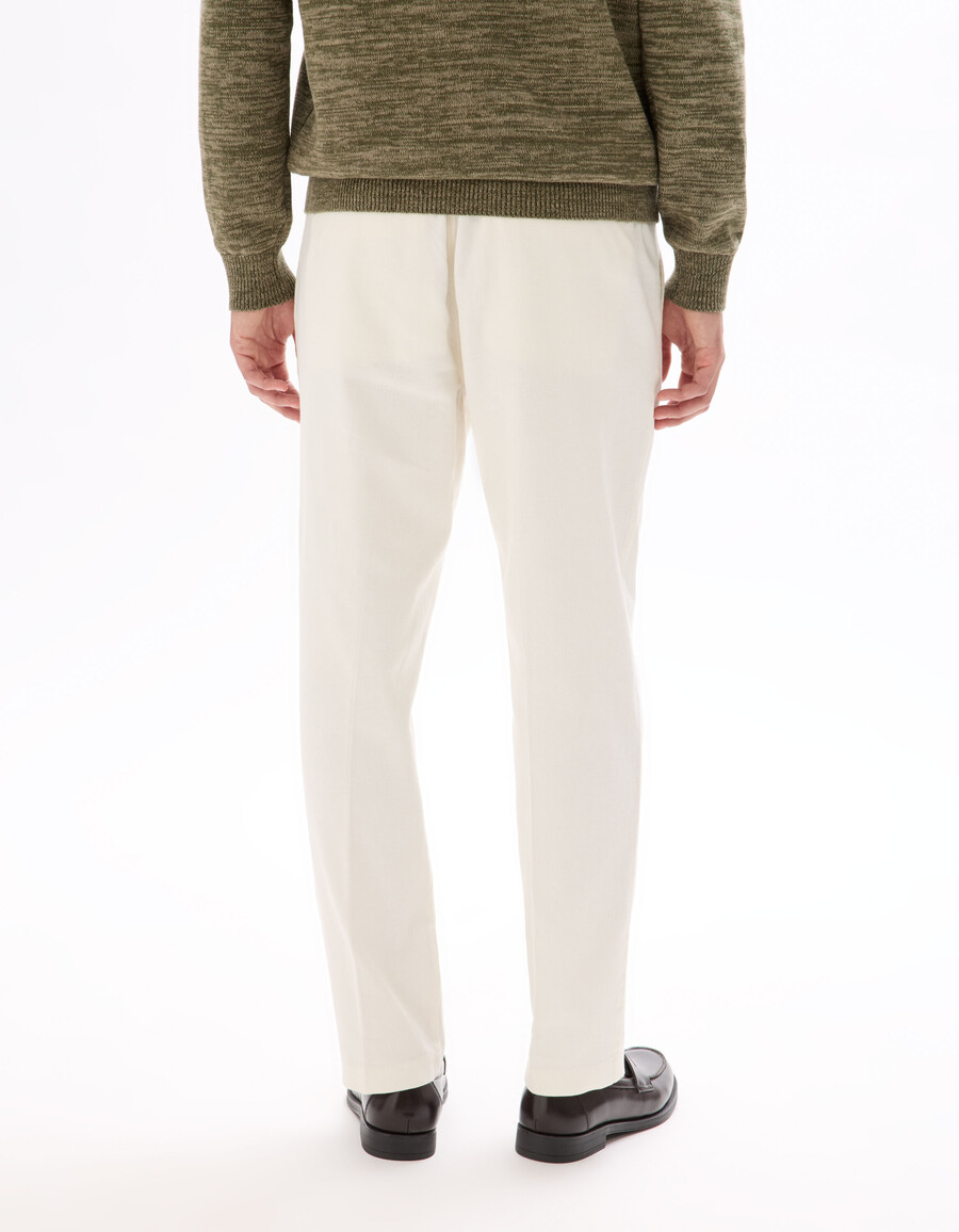 pantaloni slim fit in cotone e lino elasticizzati
