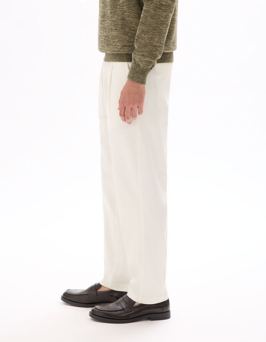 pantaloni slim fit in cotone e lino elasticizzati