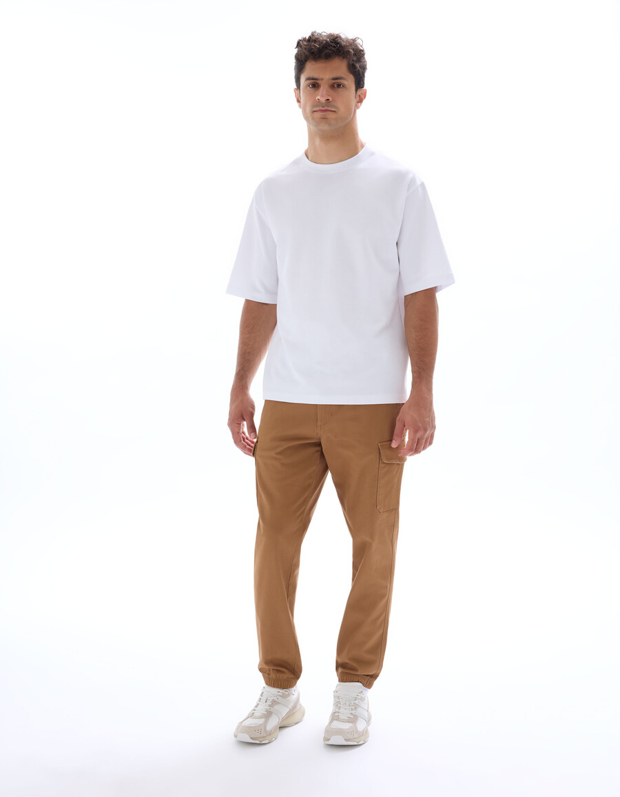 pantaloni cargo dritti in cotone elasticizzato