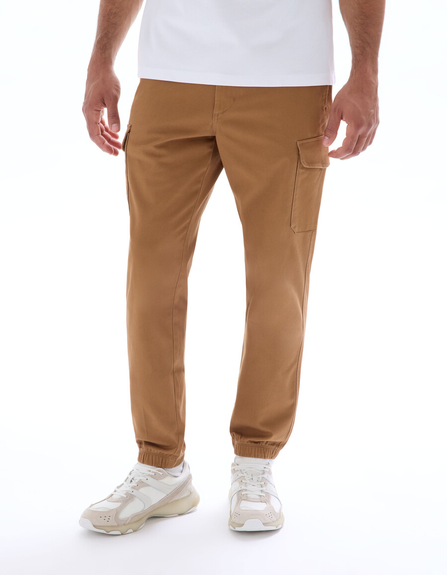 pantaloni cargo dritti in cotone elasticizzato