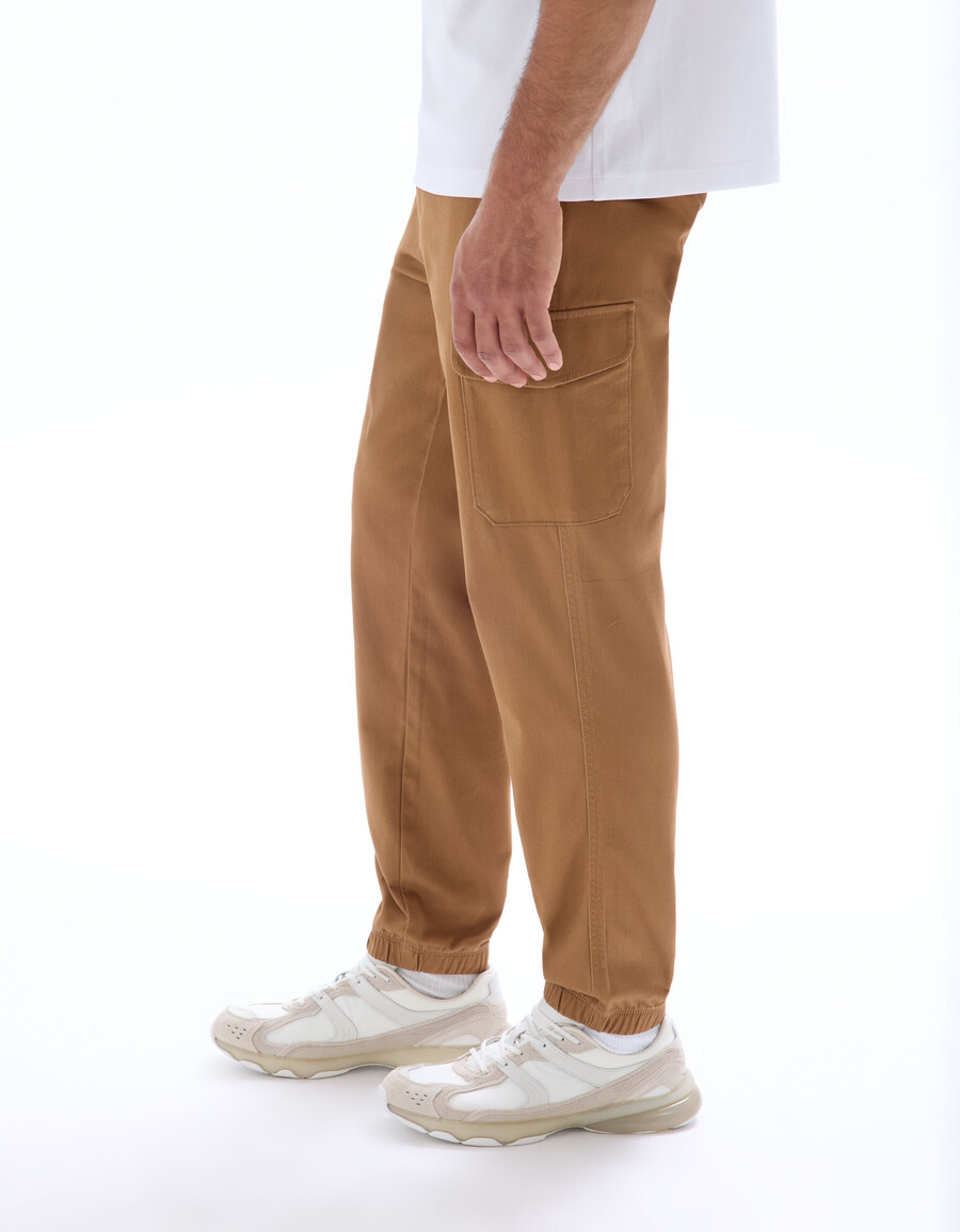 pantaloni cargo dritti in cotone elasticizzato