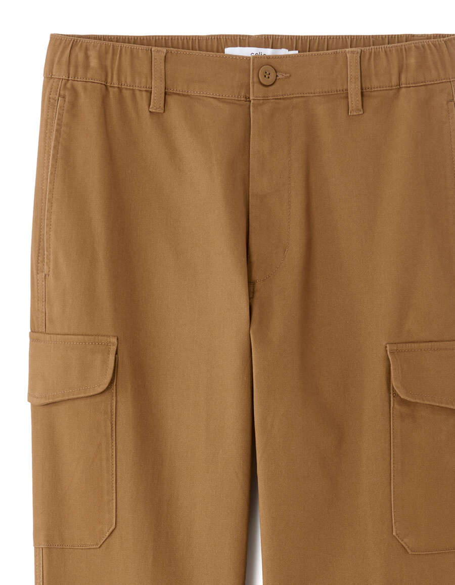 pantaloni cargo dritti in cotone elasticizzato