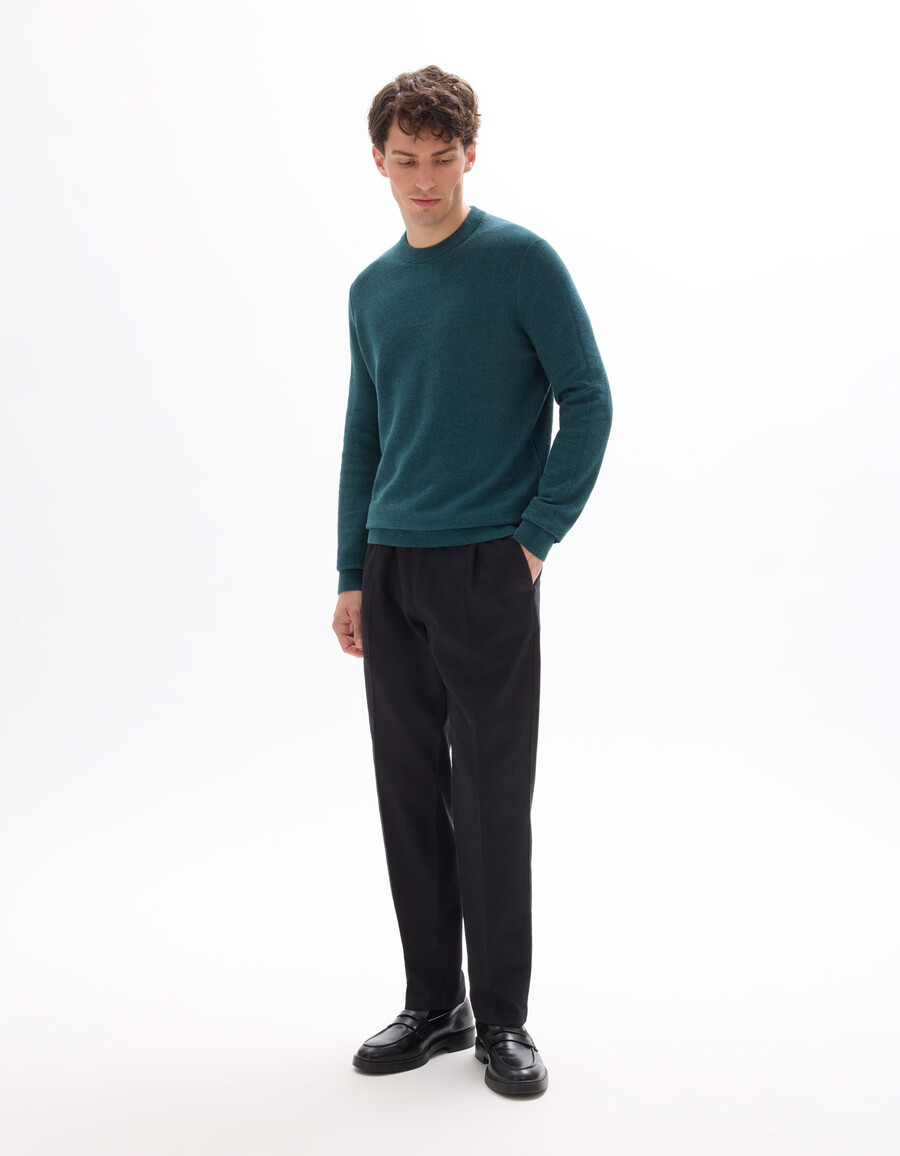 pantaloni slim fit in cotone e lino elasticizzati