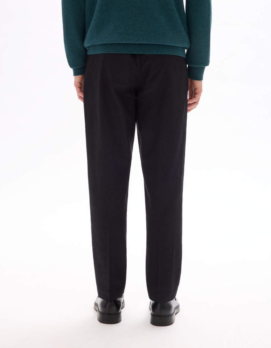 pantaloni slim fit in cotone e lino elasticizzati