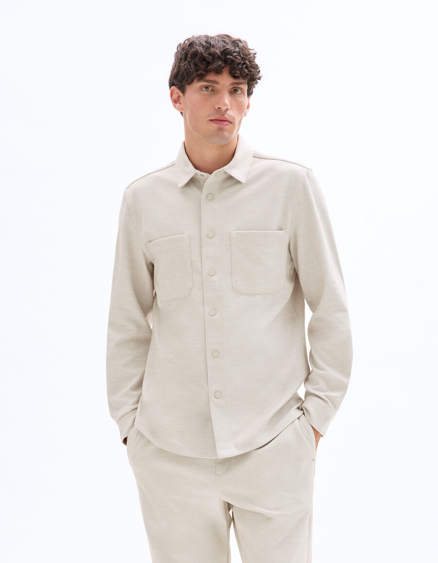 camicia oversize testurizzata a 2 tasche