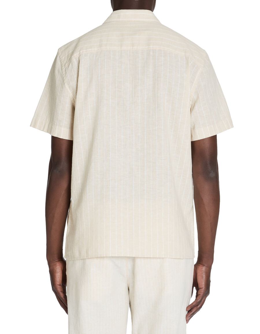 camicia a righe regolari in lino e cotone