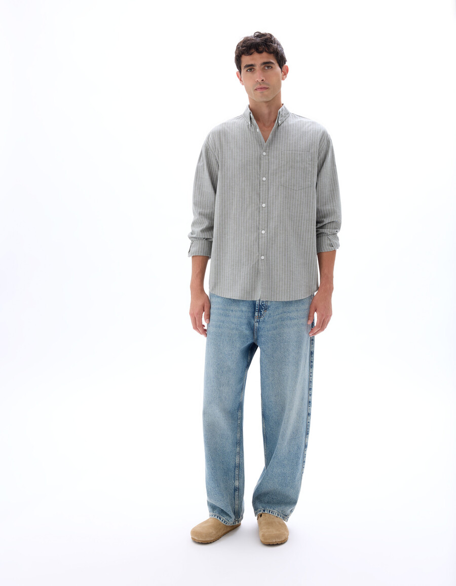 camicia oxford a righe ampia