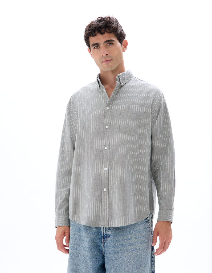camicia oxford a righe ampia