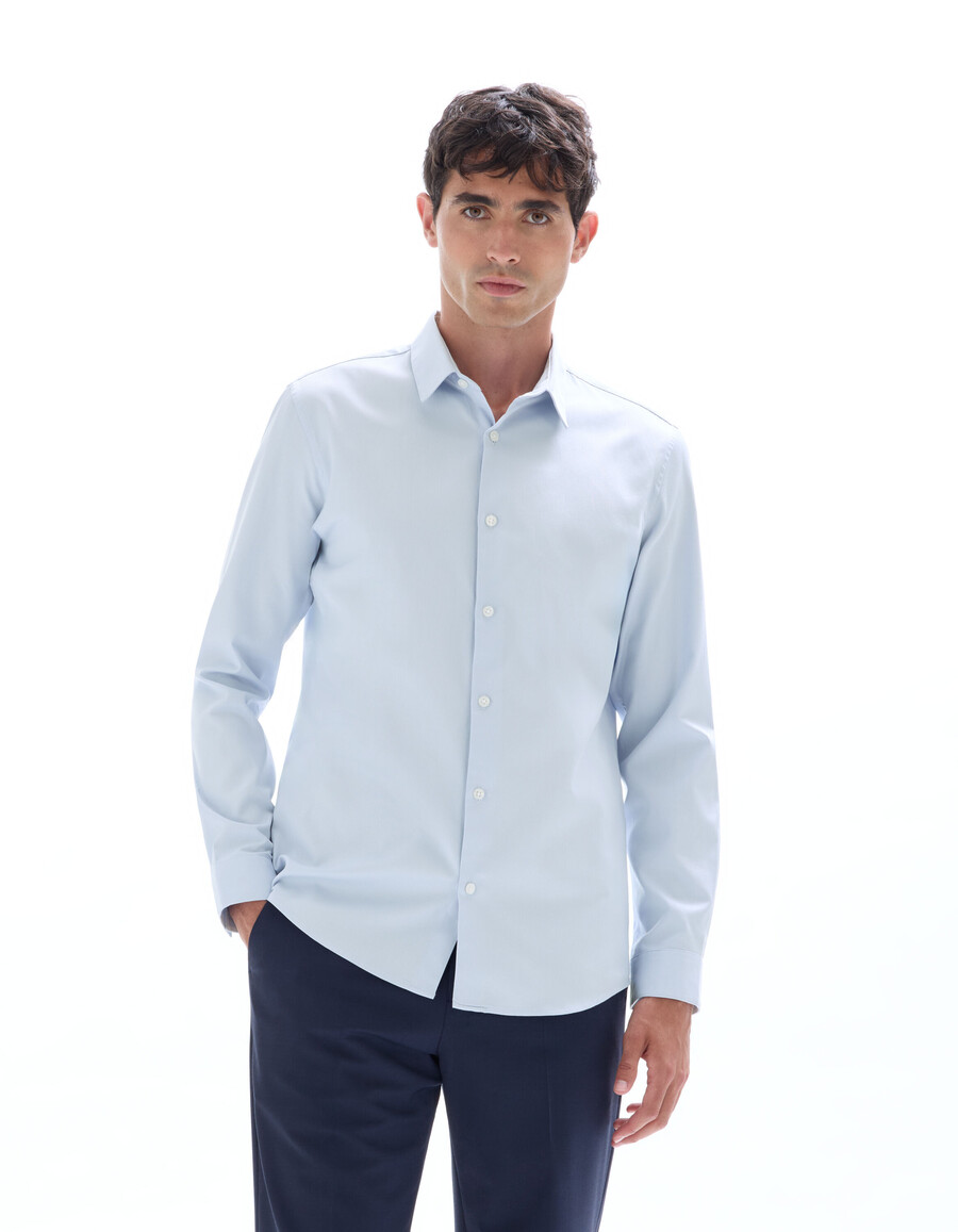 camicia slim dobby 100 cotone