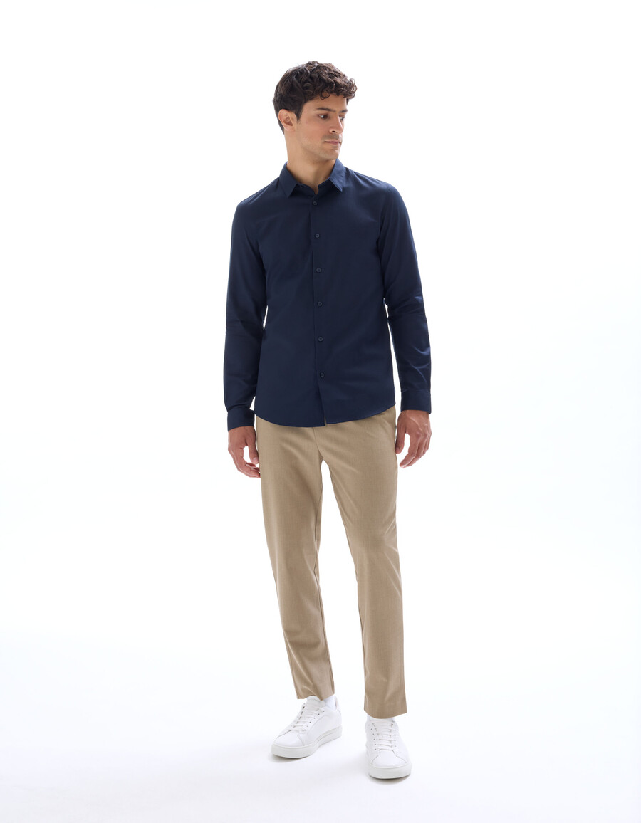 camicia slim dobby 100 cotone