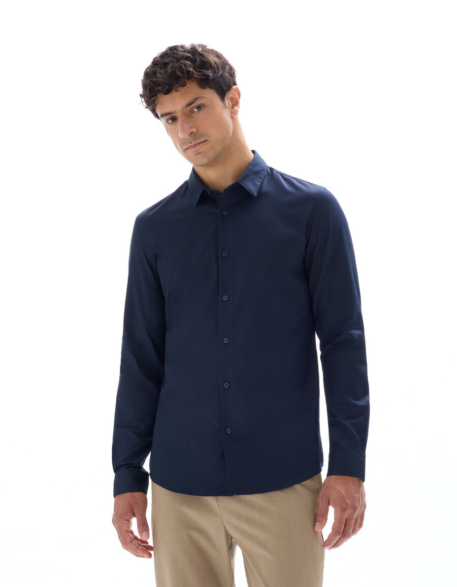 camicia slim dobby 100 cotone