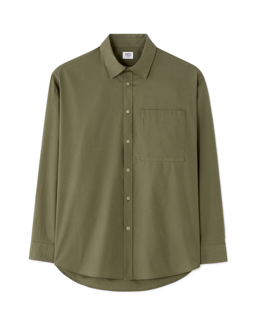 camicia in popeline di cotone oversize semplice