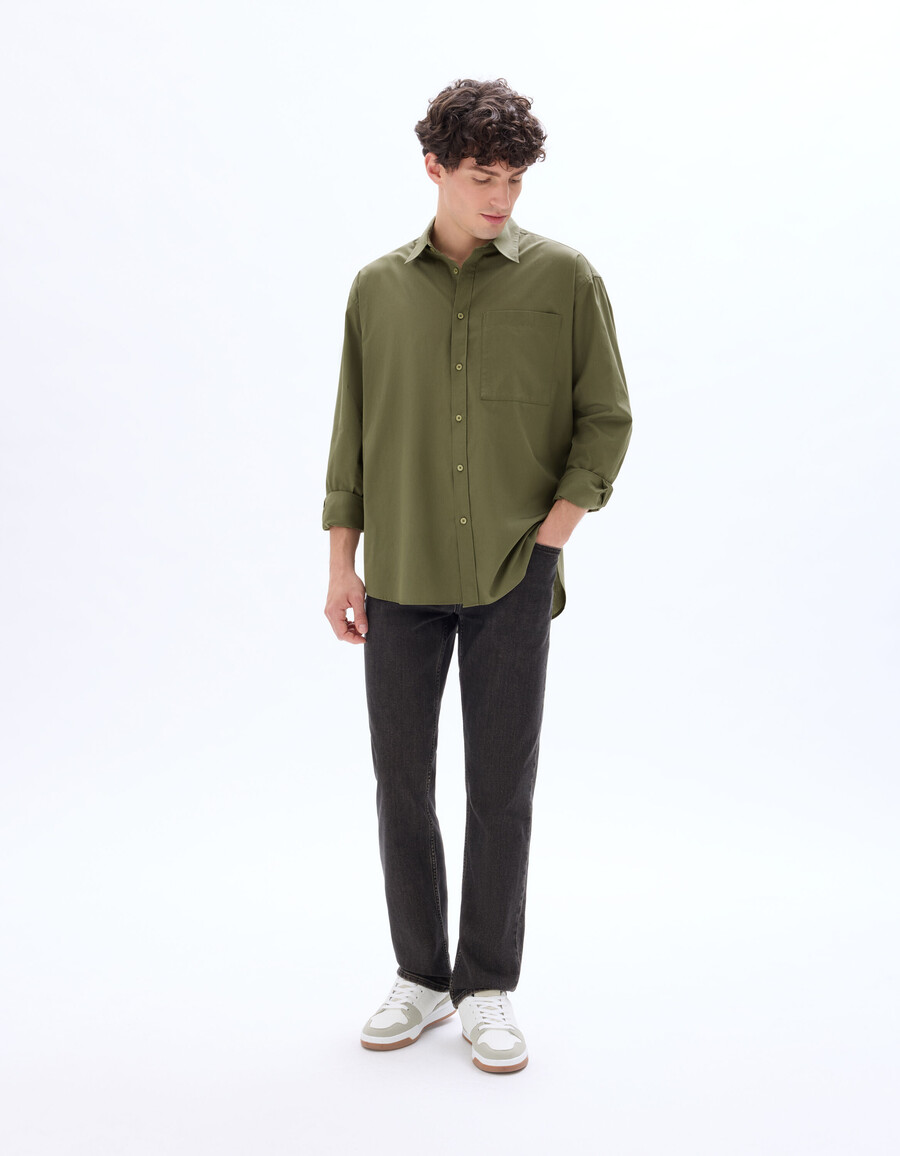 camicia in popeline di cotone oversize semplice