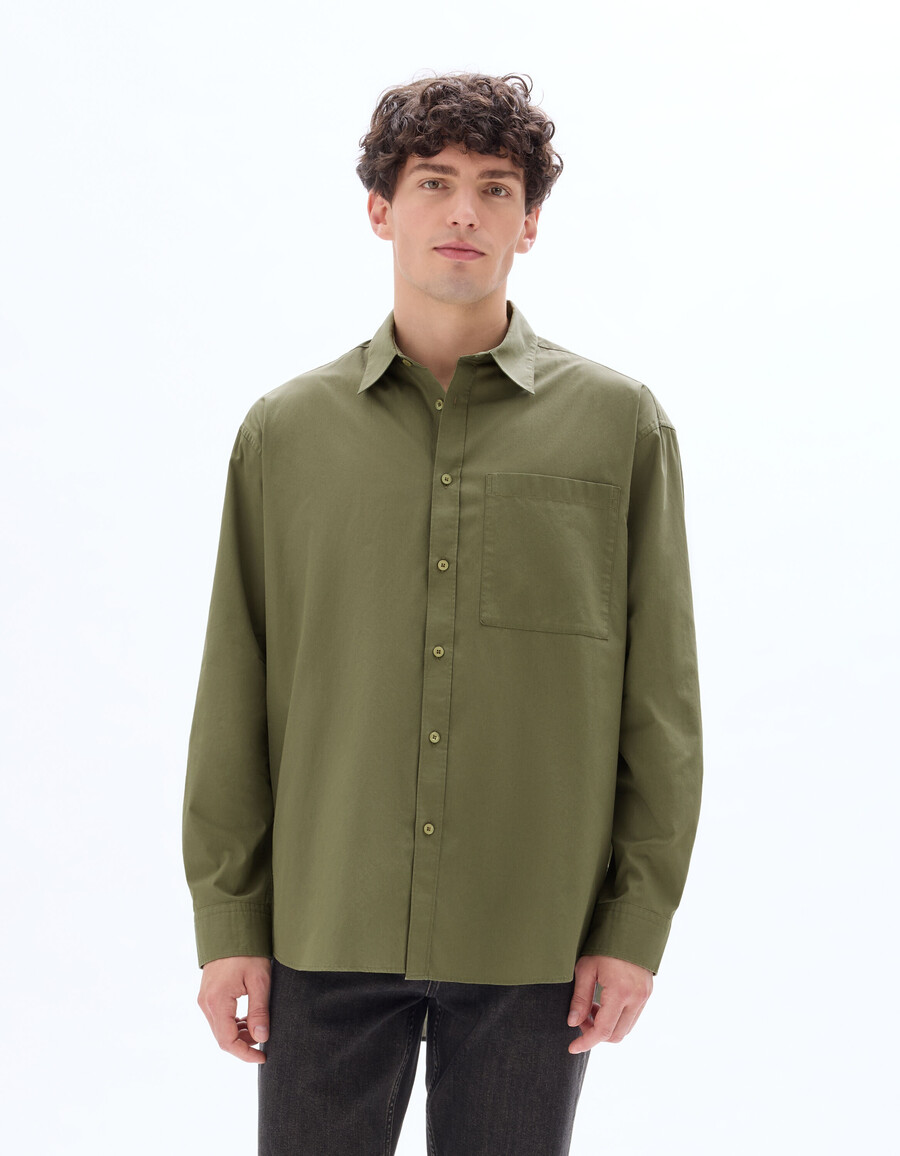 camicia in popeline di cotone oversize semplice