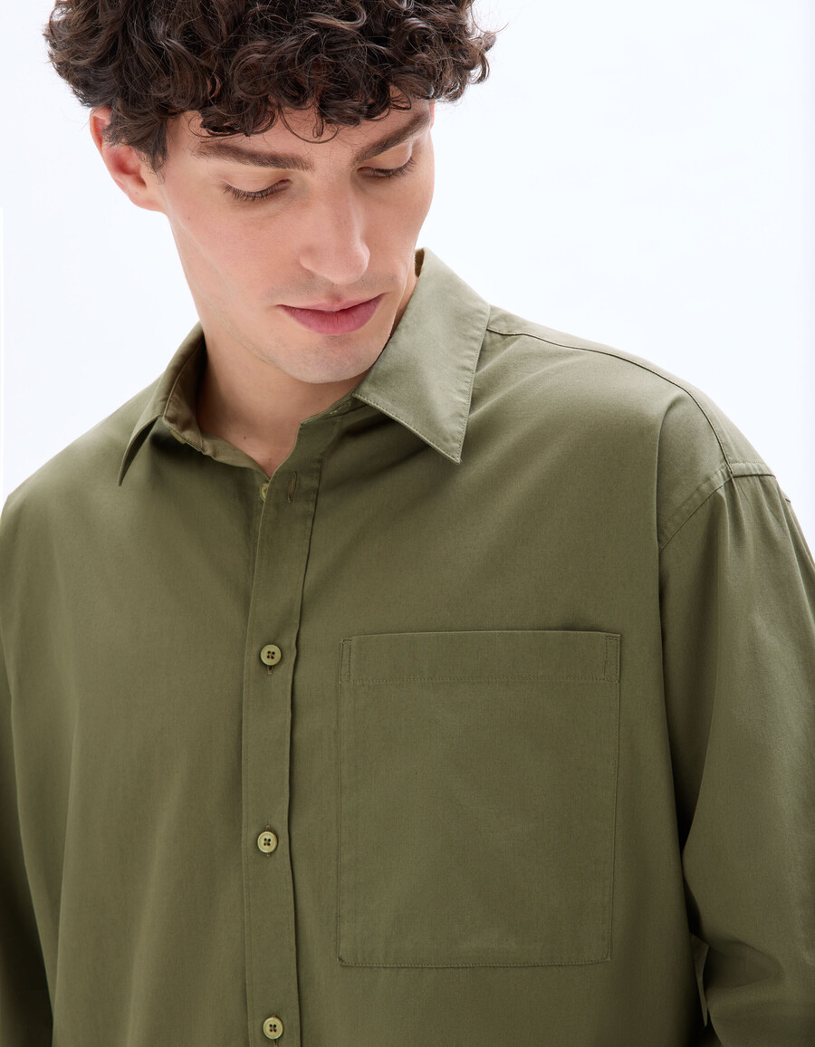 camicia in popeline di cotone oversize semplice