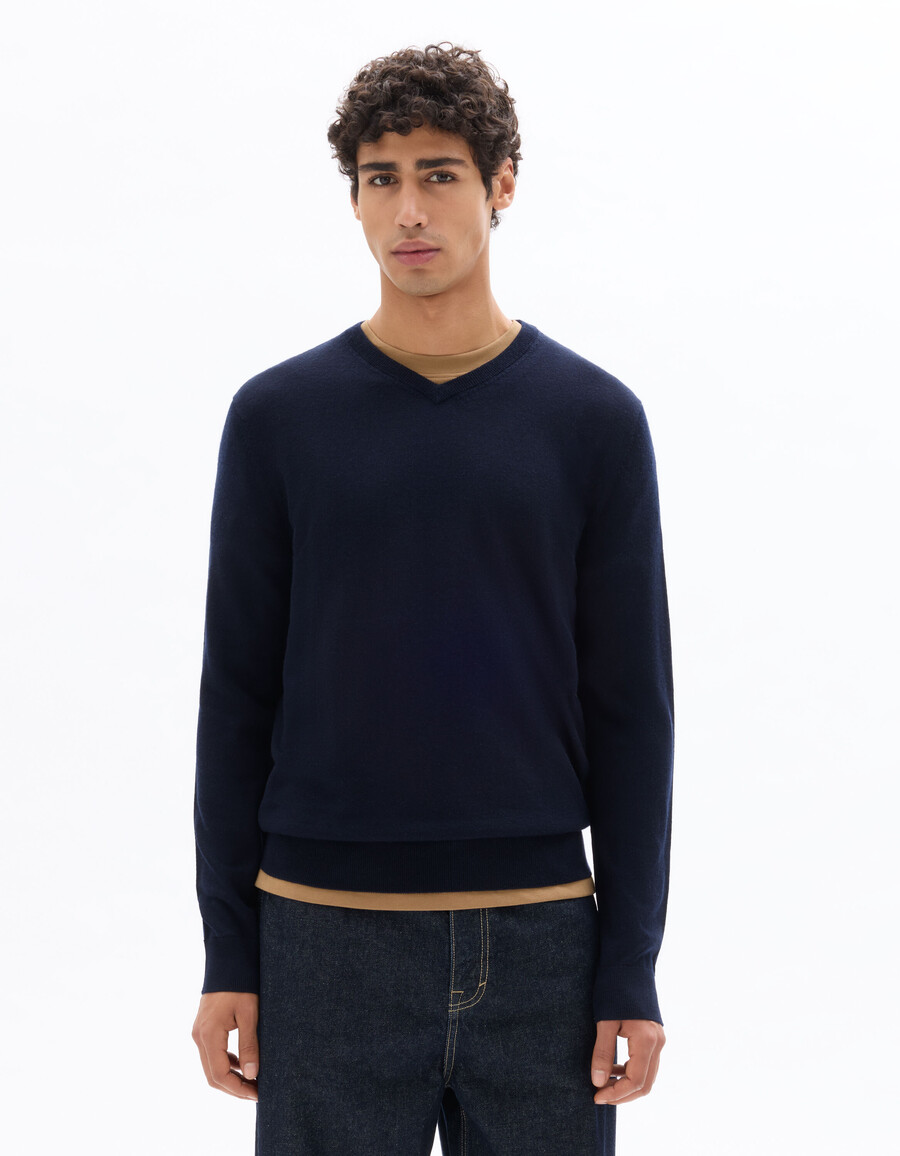 maglione con scollo a v 100 lana merino