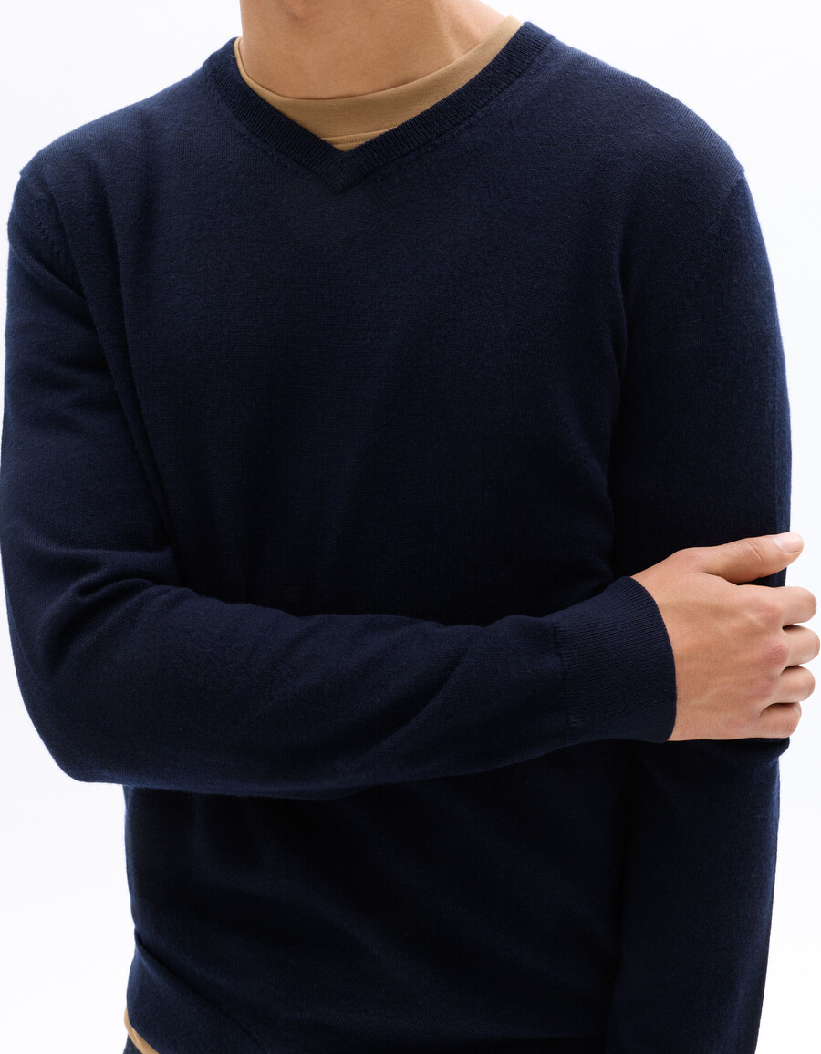 maglione con scollo a v 100 lana merino