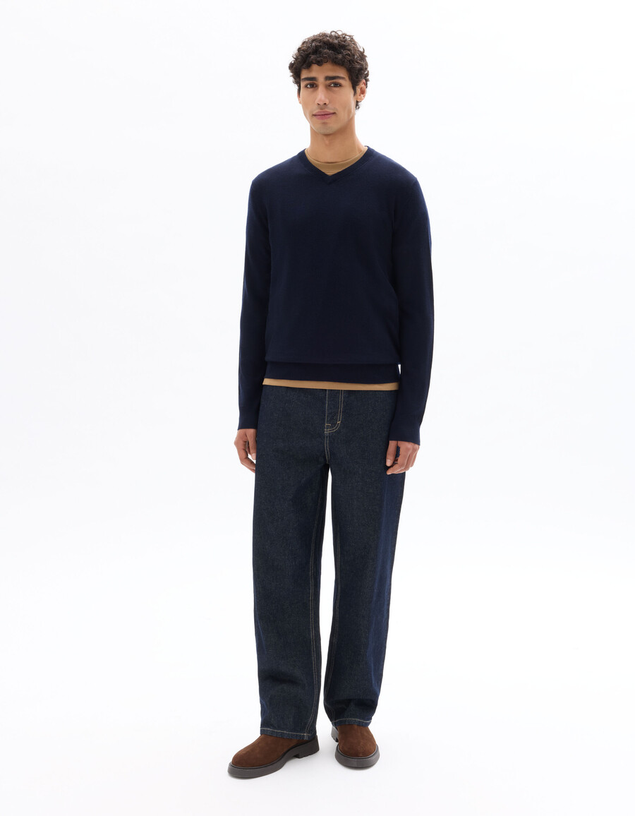 maglione con scollo a v 100 lana merino
