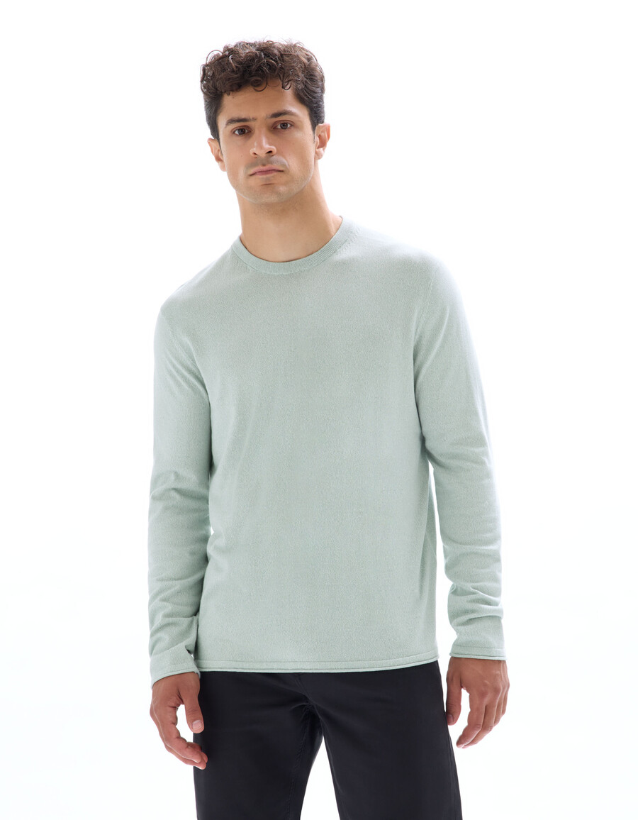 maglione girocollo in cotone mouliné