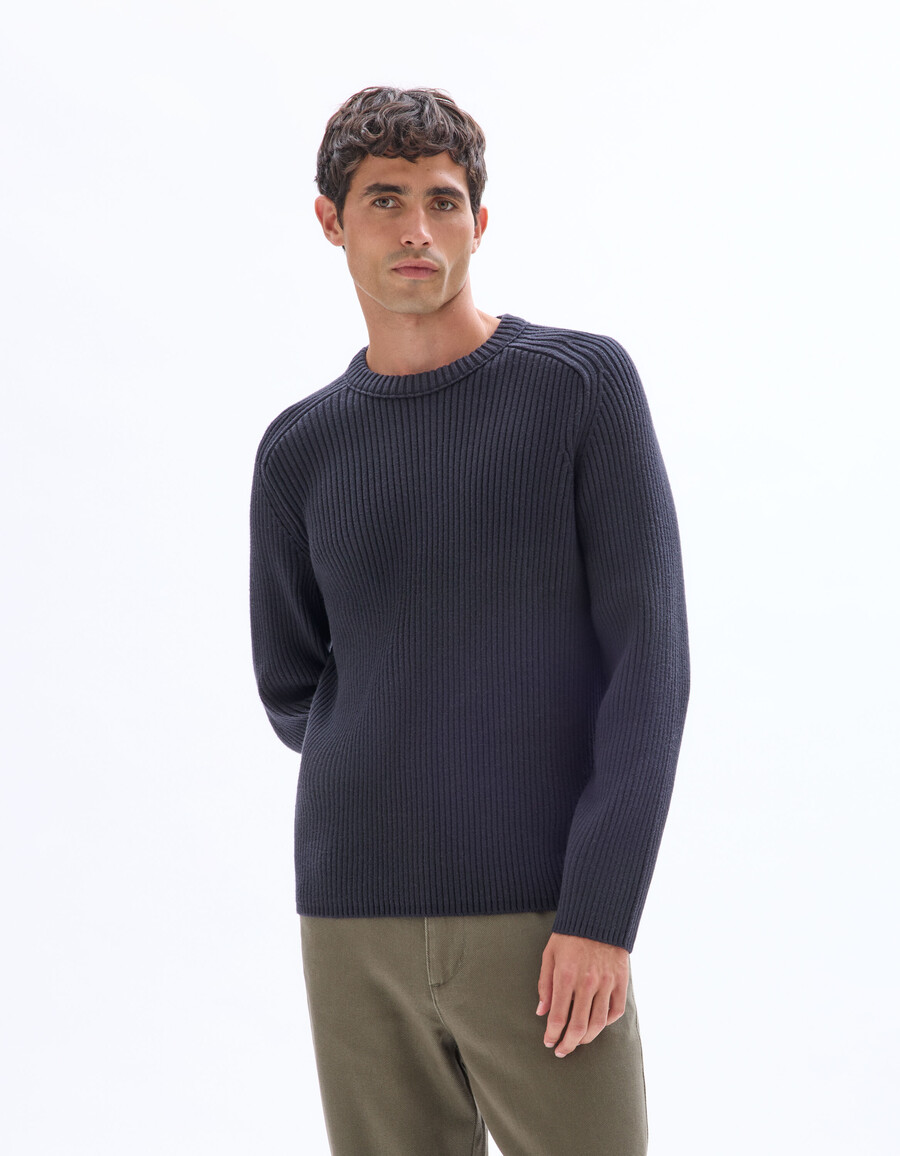 maglione girocollo a coste