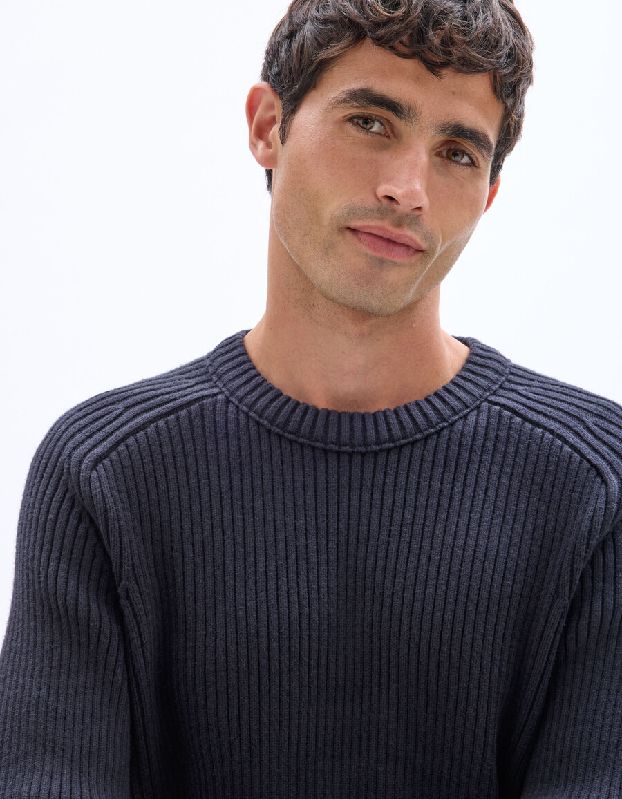 maglione girocollo a coste