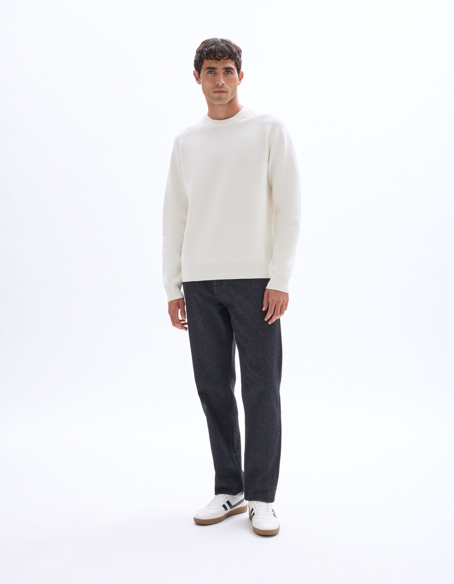 maglione girocollo in misto cotone beige semplice