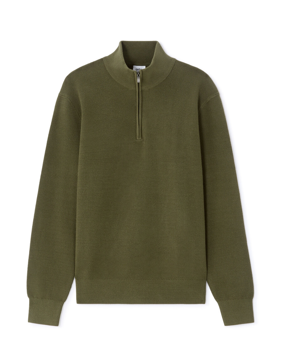maglione con zip sul collo vestibilità regolare in micro trama a nido dape
