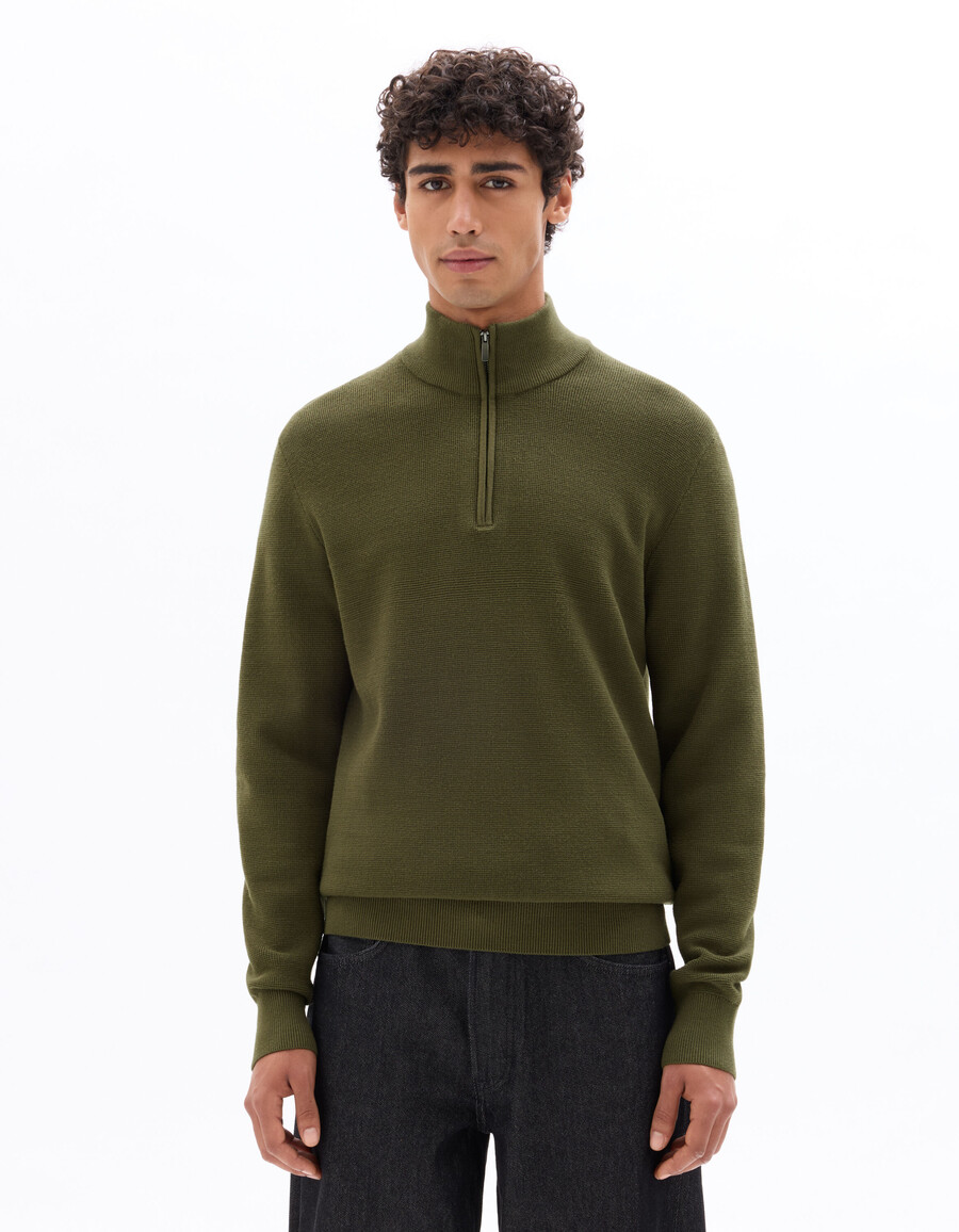 maglione con zip sul collo vestibilità regolare in micro trama a nido dape
