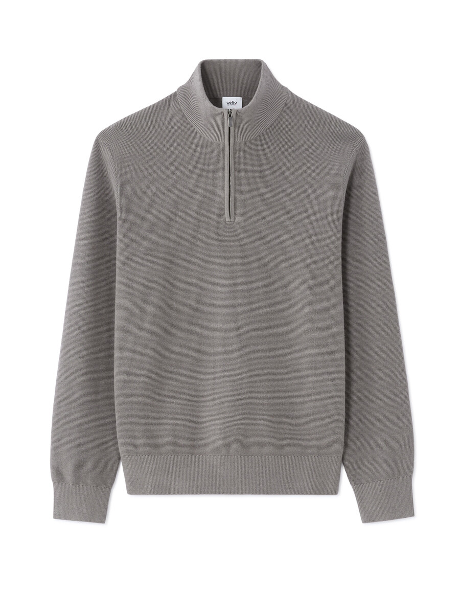 maglione con zip sul collo vestibilità regolare in micro trama a nido dape