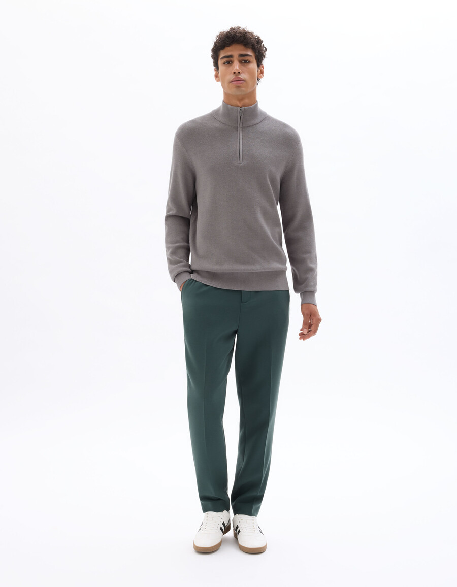 maglione con zip sul collo vestibilità regolare in micro trama a nido dape