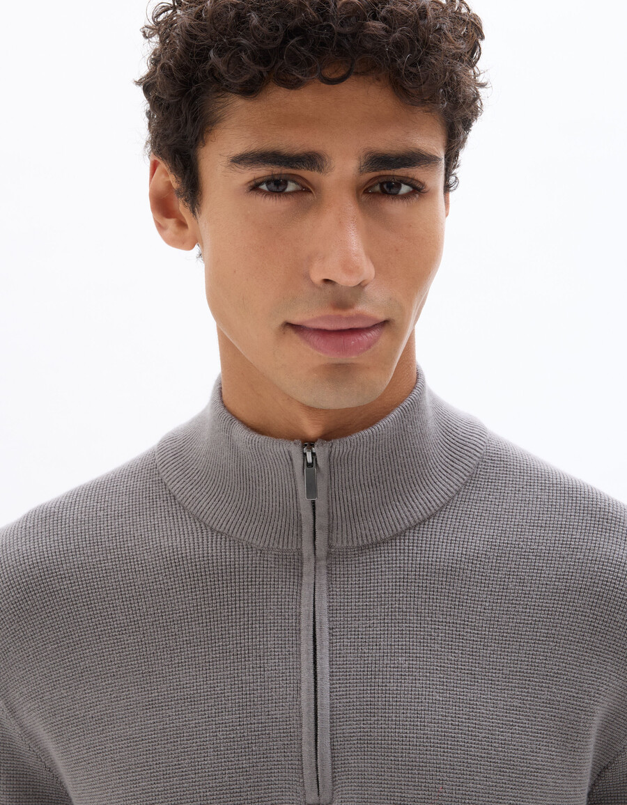 maglione con zip sul collo vestibilità regolare in micro trama a nido dape