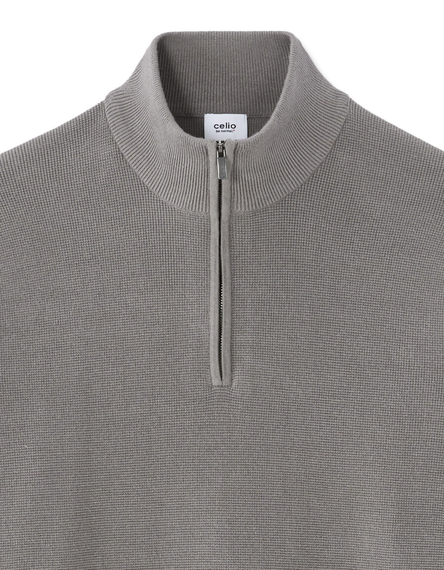 maglione con zip sul collo vestibilità regolare in micro trama a nido dape
