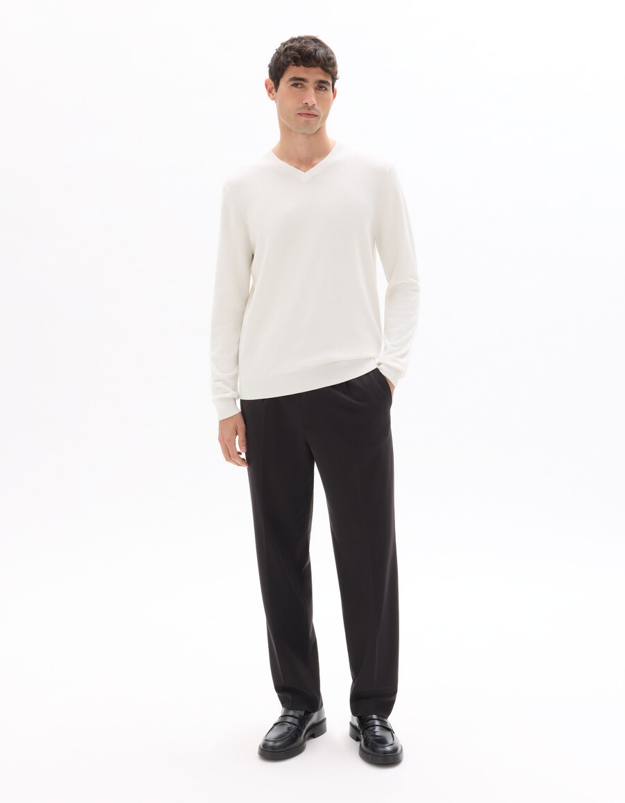 maglione semplice con scollo a v in maglia fine