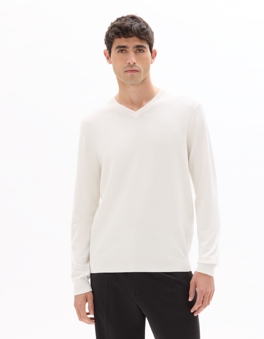 maglione semplice con scollo a v in maglia fine