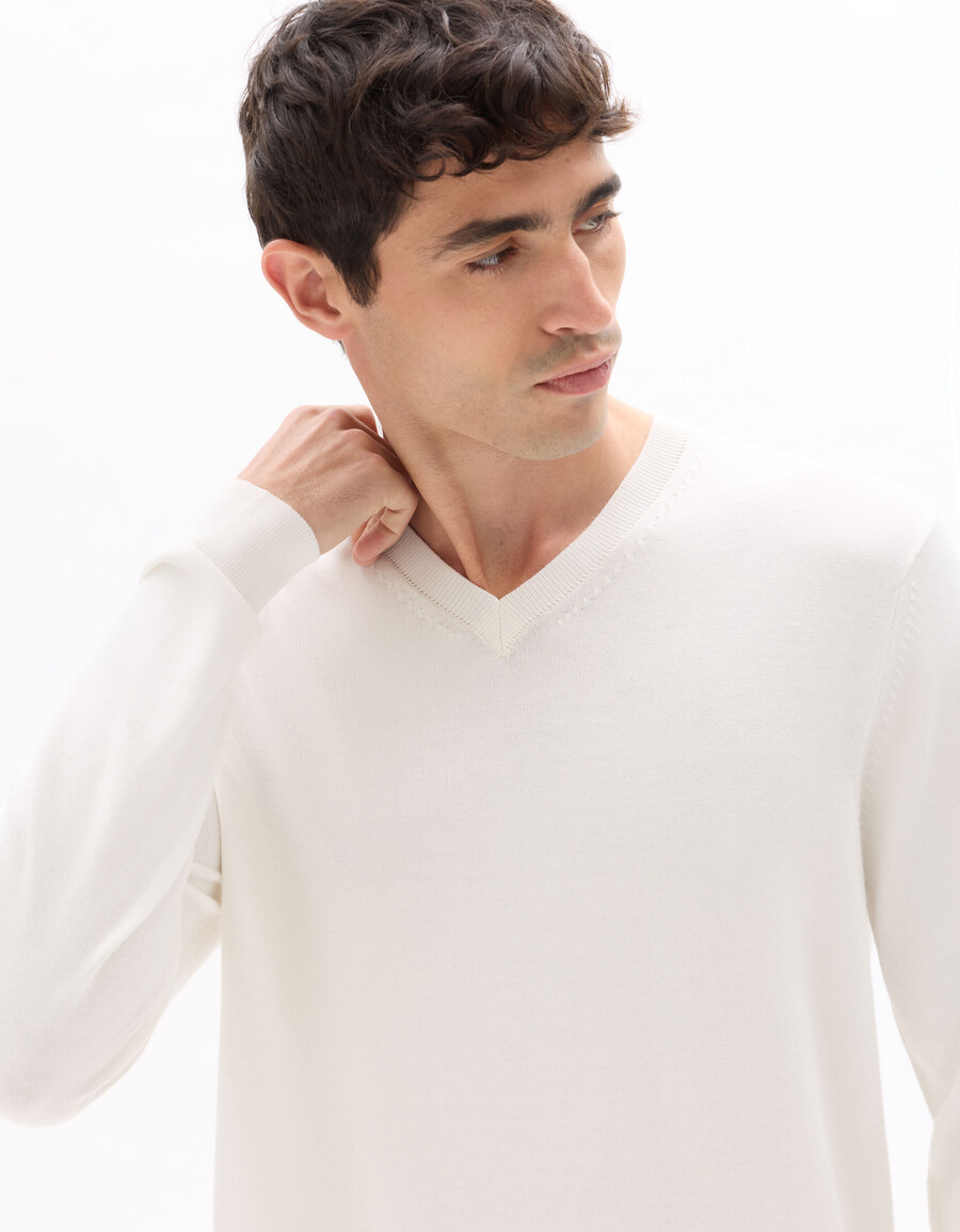 maglione semplice con scollo a v in maglia fine