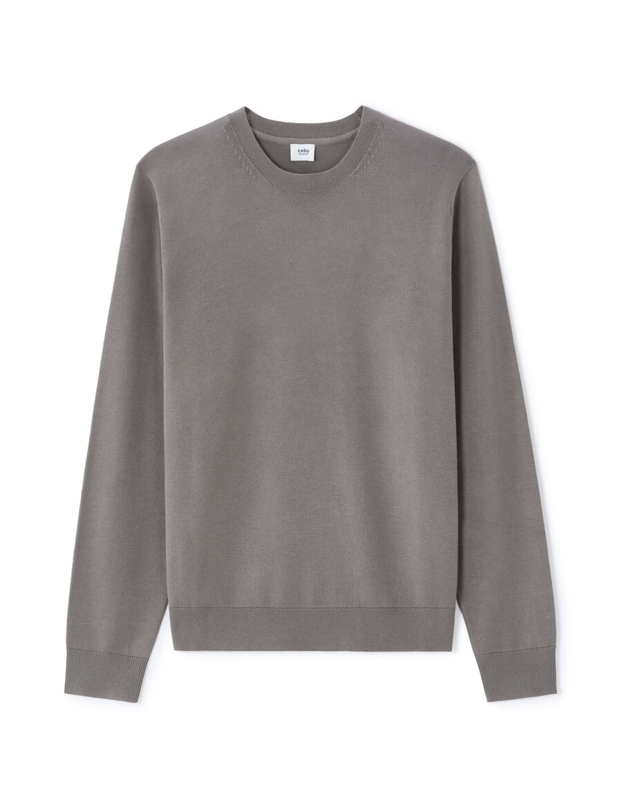 maglione semplice con scollo rotondo in maglia fine