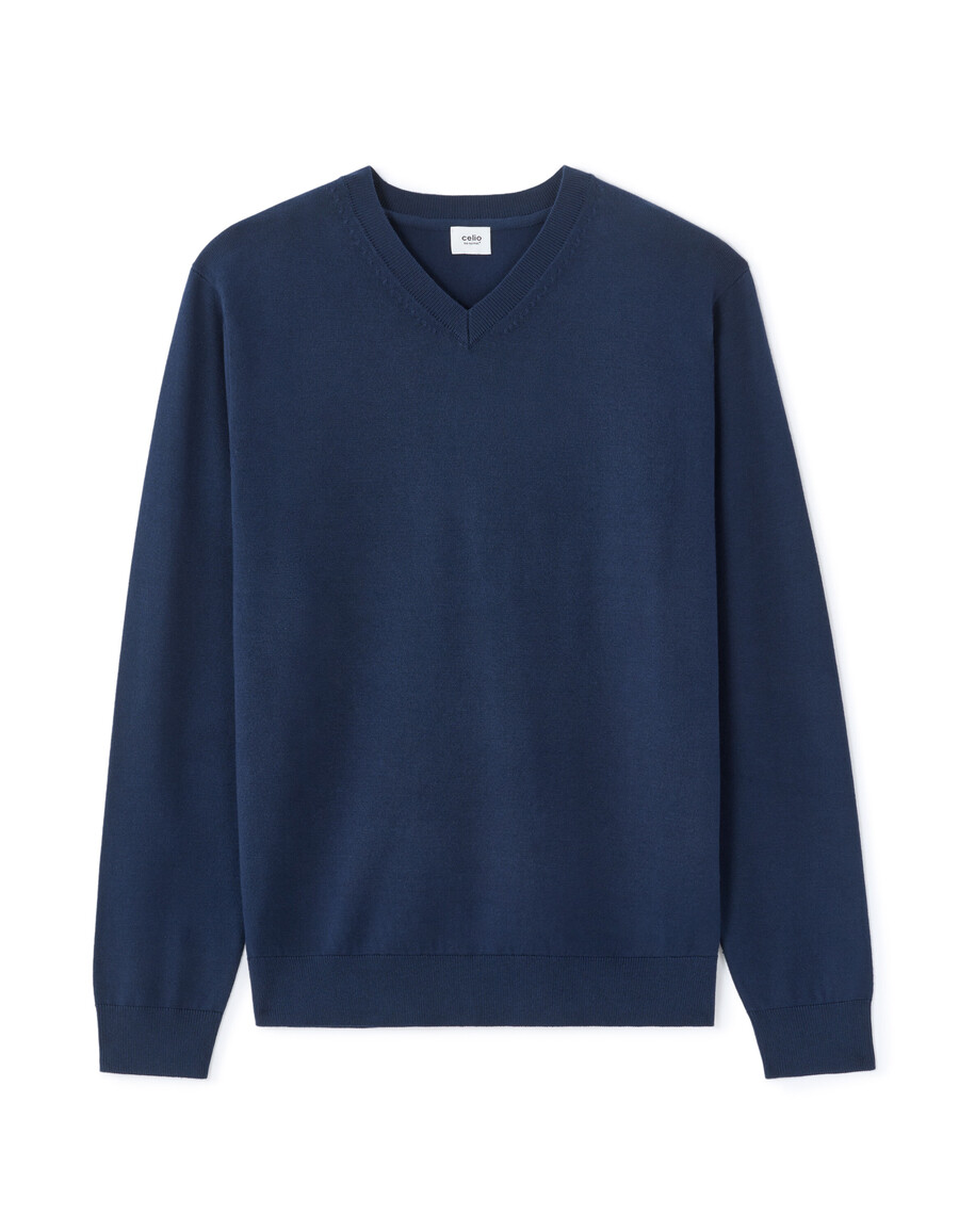 maglione semplice con scollo a v in maglia fine