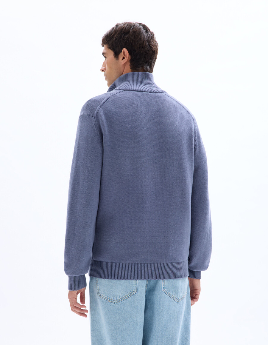 cardigan con collo trucker e cerniera in 100 cotone
