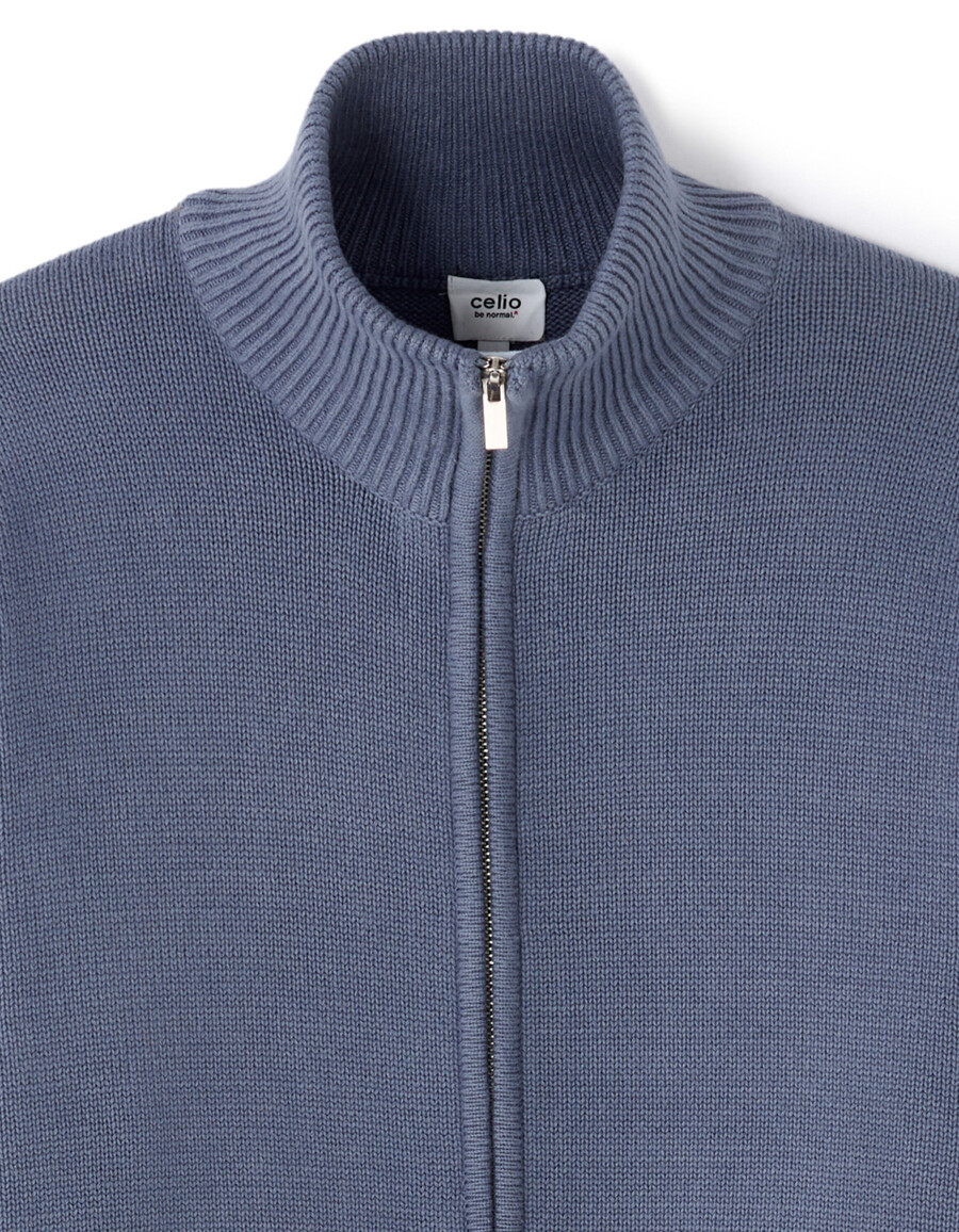 cardigan con collo trucker e cerniera in 100 cotone