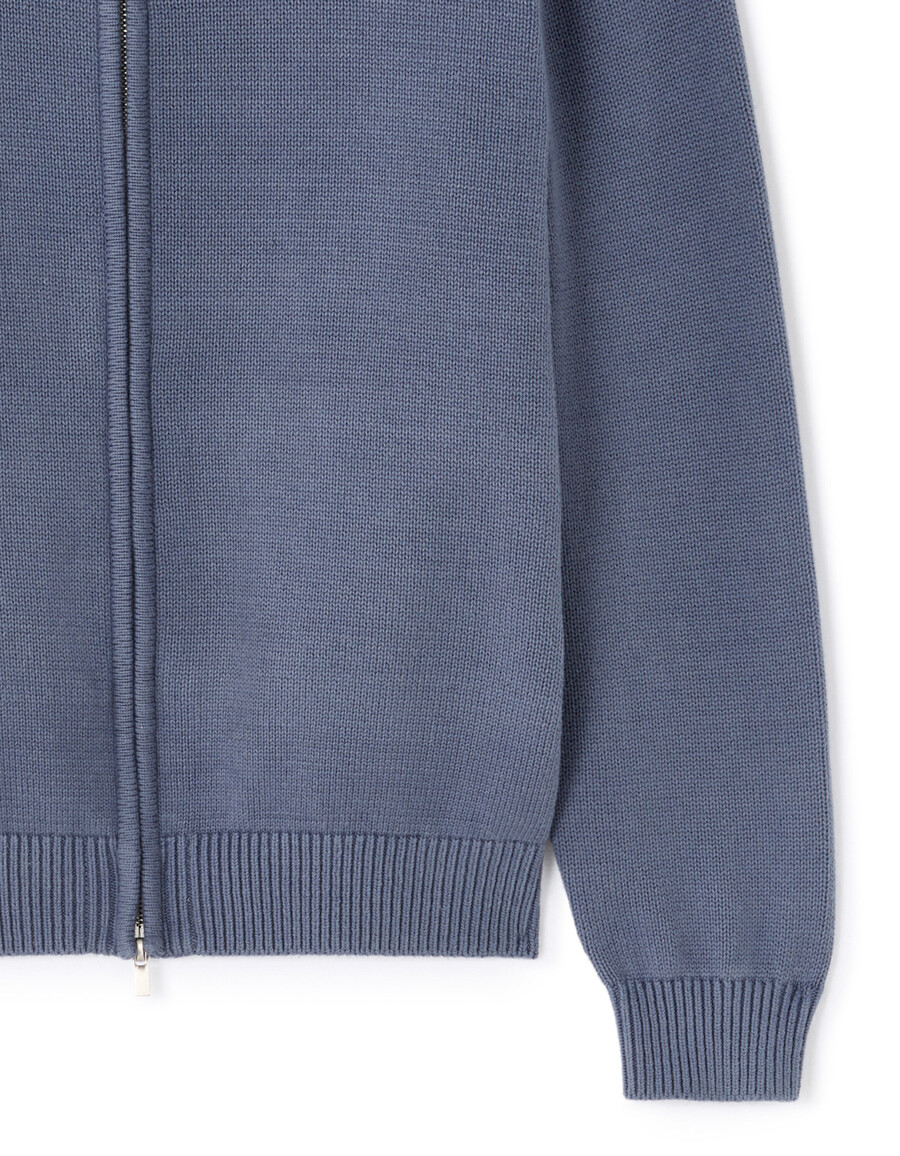 cardigan con collo trucker e cerniera in 100 cotone